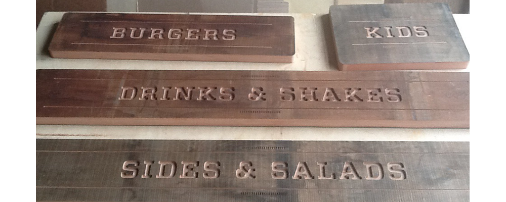 reclaimed wood restaurant signage