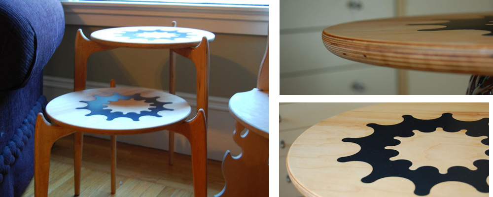 rocket legged inlaid table